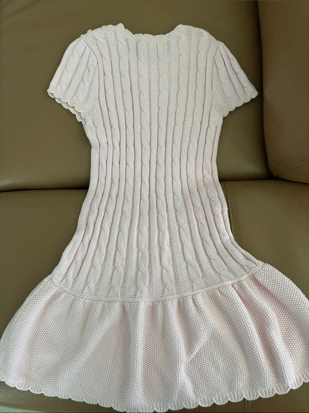 Ralph Lauren Light Pink Cable-Knit Flared Hem Dress for Kids